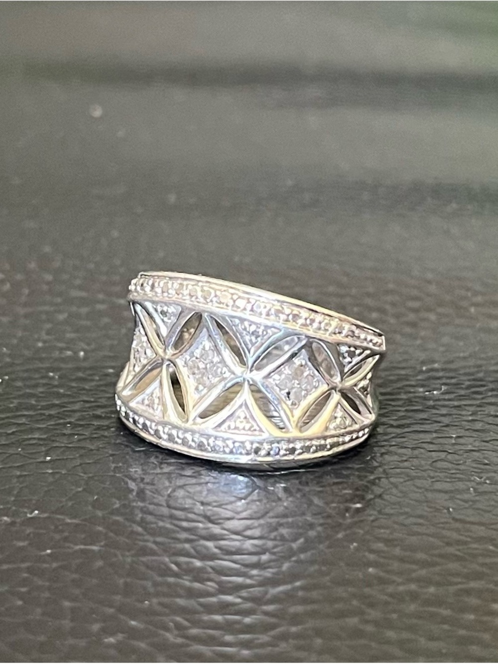 Sterling Silver Filigree Wide Band Ring
